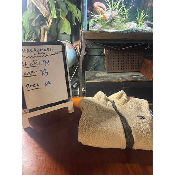 Patagonia Vest Women's Large Fleece Oatmeal Retro Deep Pile Reversible Los Lobos - Picture 6 of 6